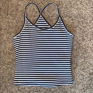 Black and white striped crop top